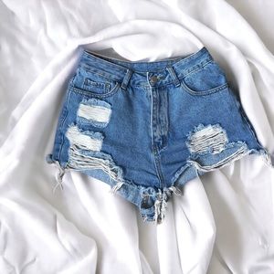 high waisted size 6 denim shorts